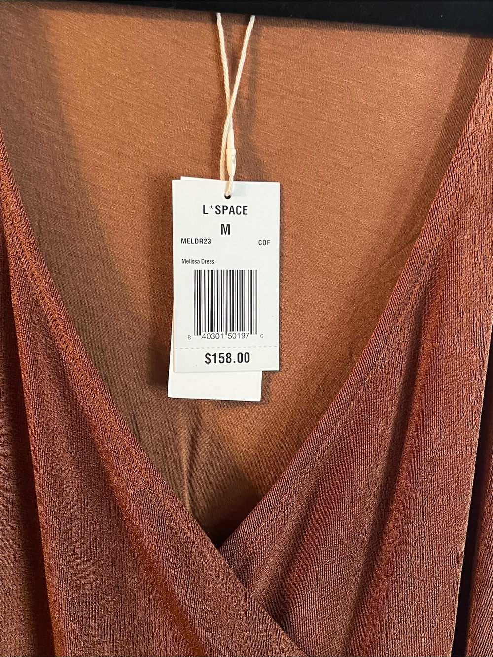 l*space Rust Wrap-Style Long Sleeve Ruched Dress - Picture 5 of 8